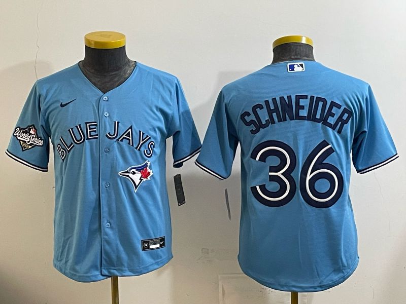 Youth 2025 Nike Toronto Blue Jays #36 Schneider Light Blue Game MLB Jersey 03